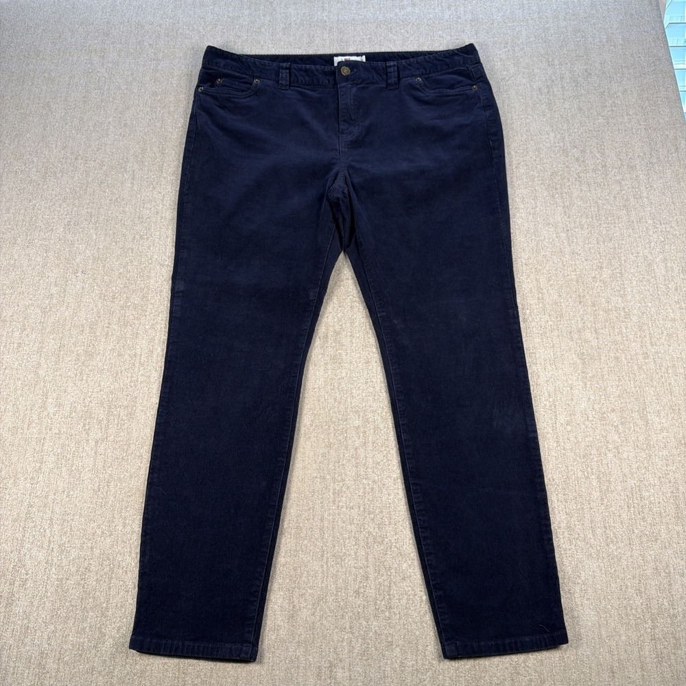 Vineyard Vines Women's Size 14 Micro Corduroy Navy Blue Pants Straight Leg